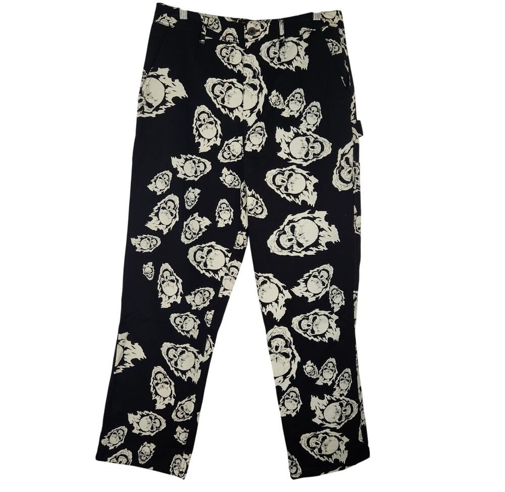 Marvel Huf Ghost Rider Skull Print Black Denim Carpenter Pants Men's Size 30